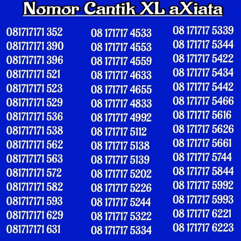 nomor cantik XL 08 171717