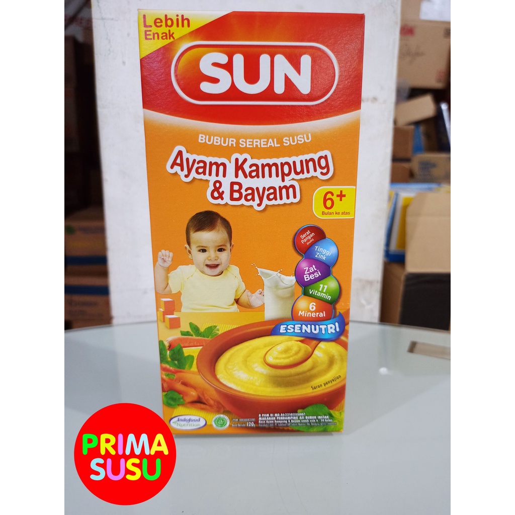 Sun Bubur Sereal Susu Ayam Kampung &amp; Bayam 6+ 120 GR