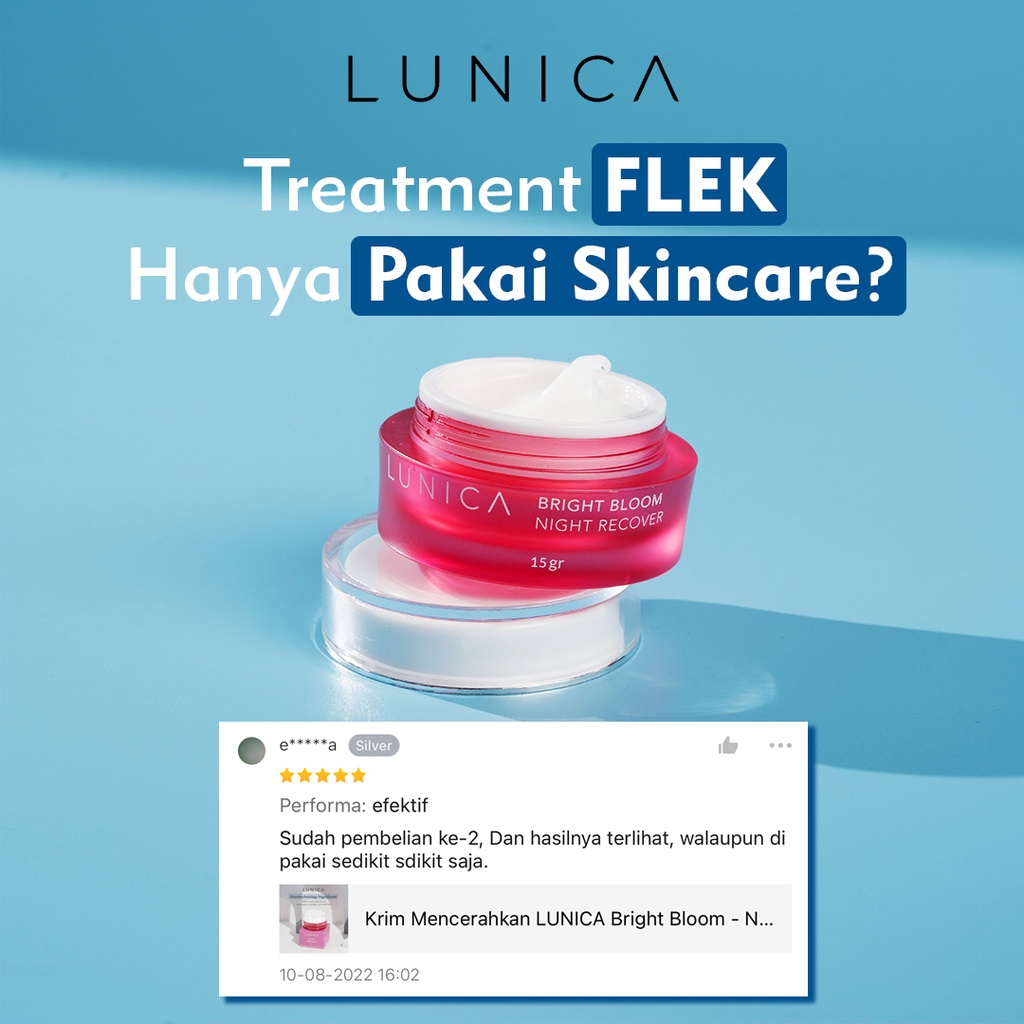 Advanced Nano Cream LUNICA Bright Bloom - Night Recover Menghilangkan Flek Hitam, Melasma, Bekas Jerawat Night Cream BPOM Krim Malam Pemutih Wajah Penghilang Flek Hitam Glowing Ampuh