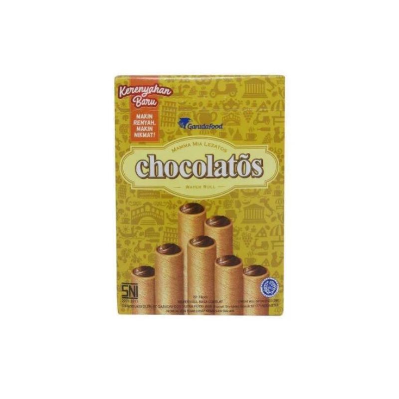 

SNACK - CHOCOLATOS WAFER ROLL SATU KOTAK RASA COKELAT ISI 24Ppcs