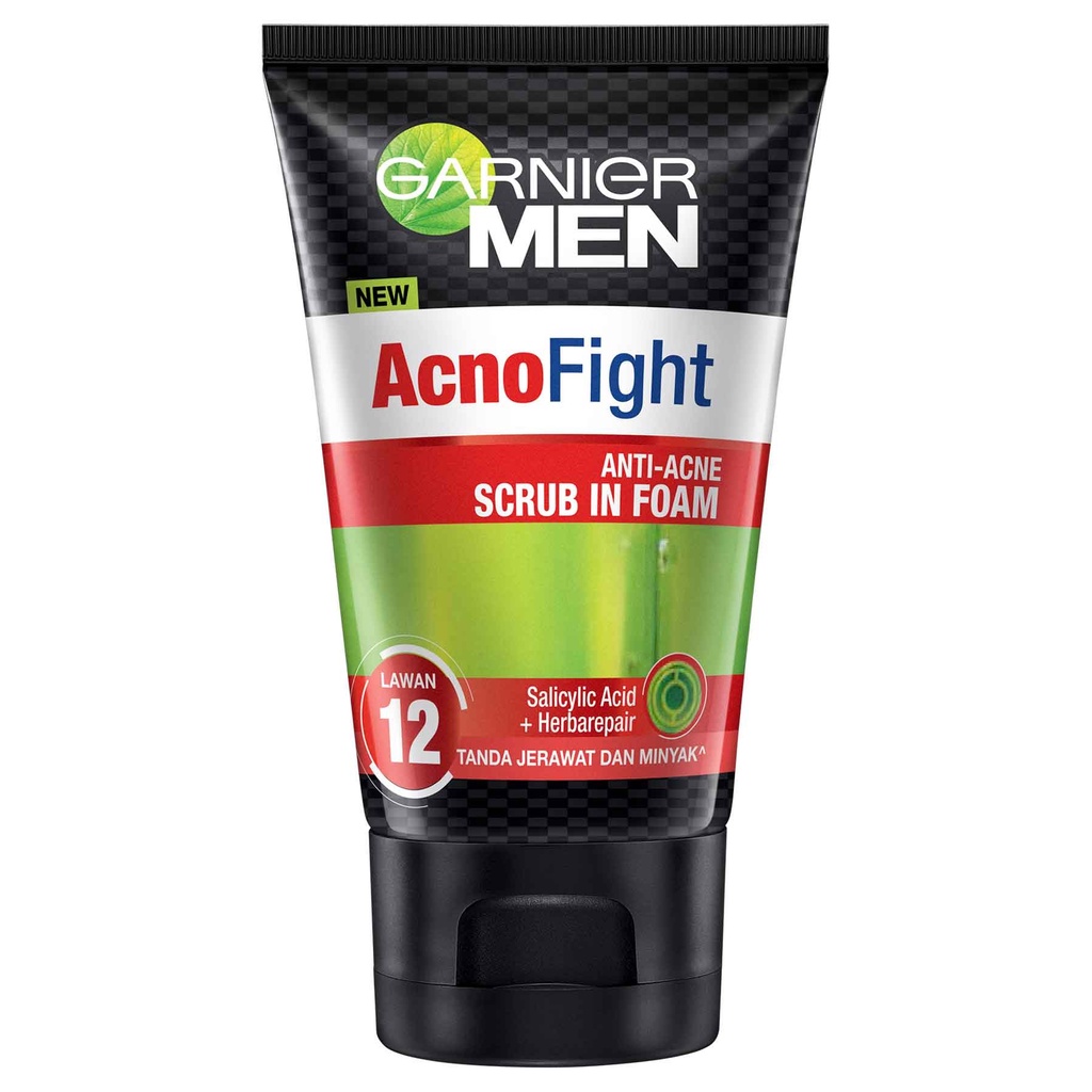 Garnier Men Acno Fight Anti-Acne Scrub In Foam Cleanser | Garnier Men Acno Fight Wasabi Brightening