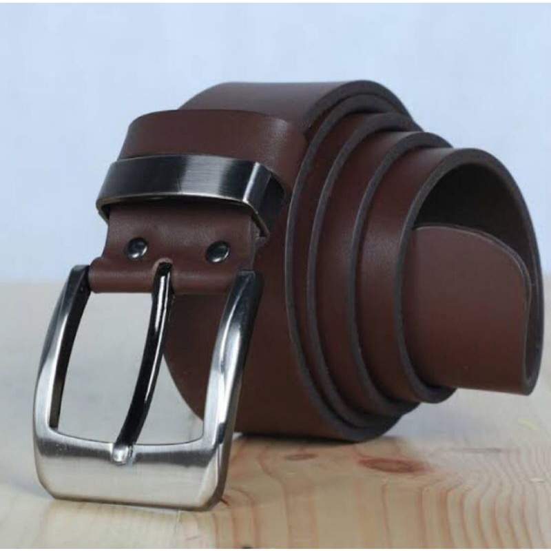 Ikat pinggang Kulit Asli Gesper Pria Kulit Selapis Lebar 4Cm