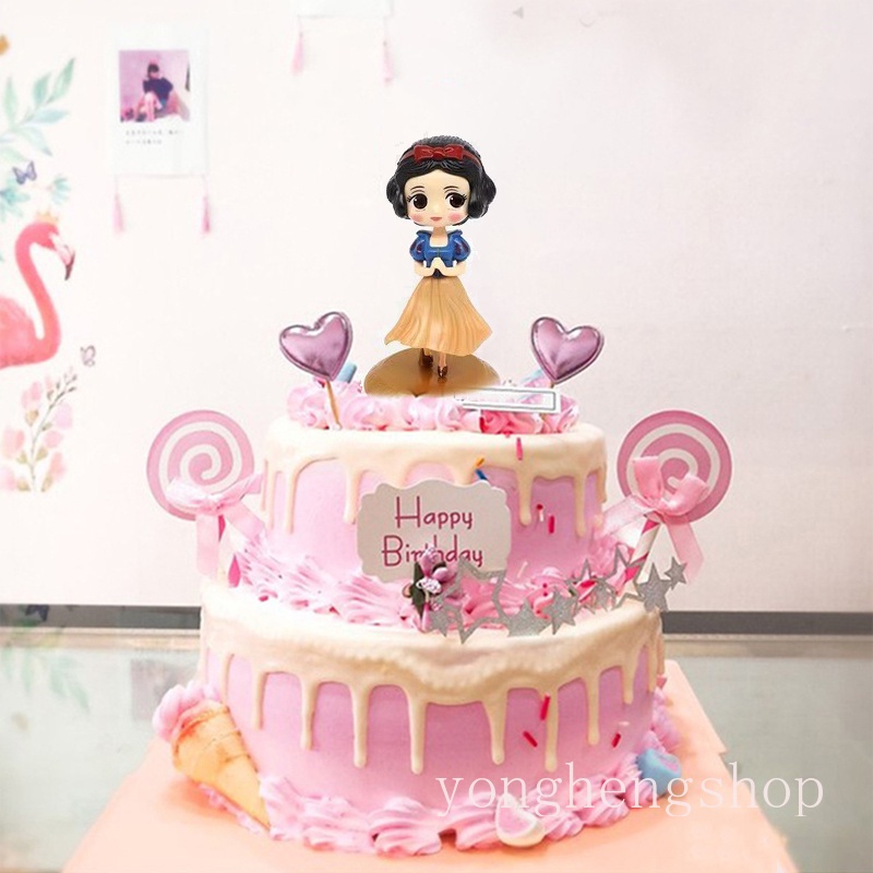 Topper Kue Desain Kartun Princess Elsa Snow White Untuk Pesta Ulang Tahun Anak