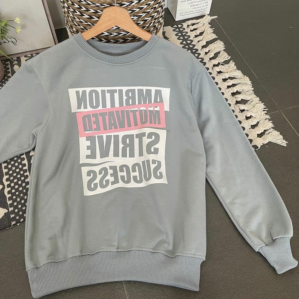 Zanah Sweater Lettering Ambition Mint-Sweatshirt Murah Ukuran Fit to L