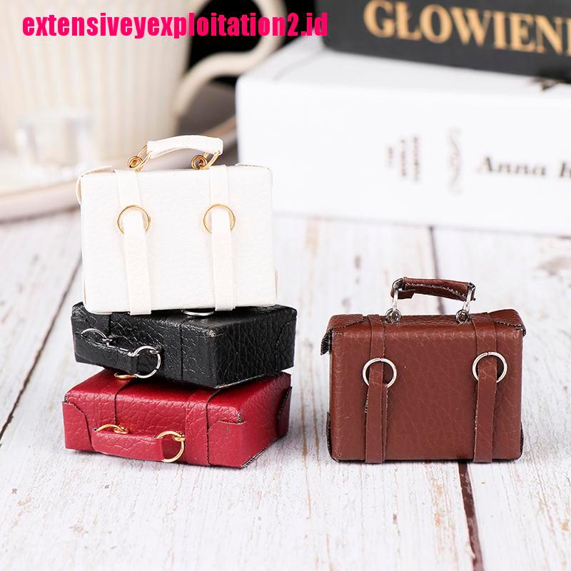 &lt; E2id &amp; &gt; Miniatur Tas Koper Mini Bahan Kulit Untuk Aksesoris Rumah Boneka 1: 12