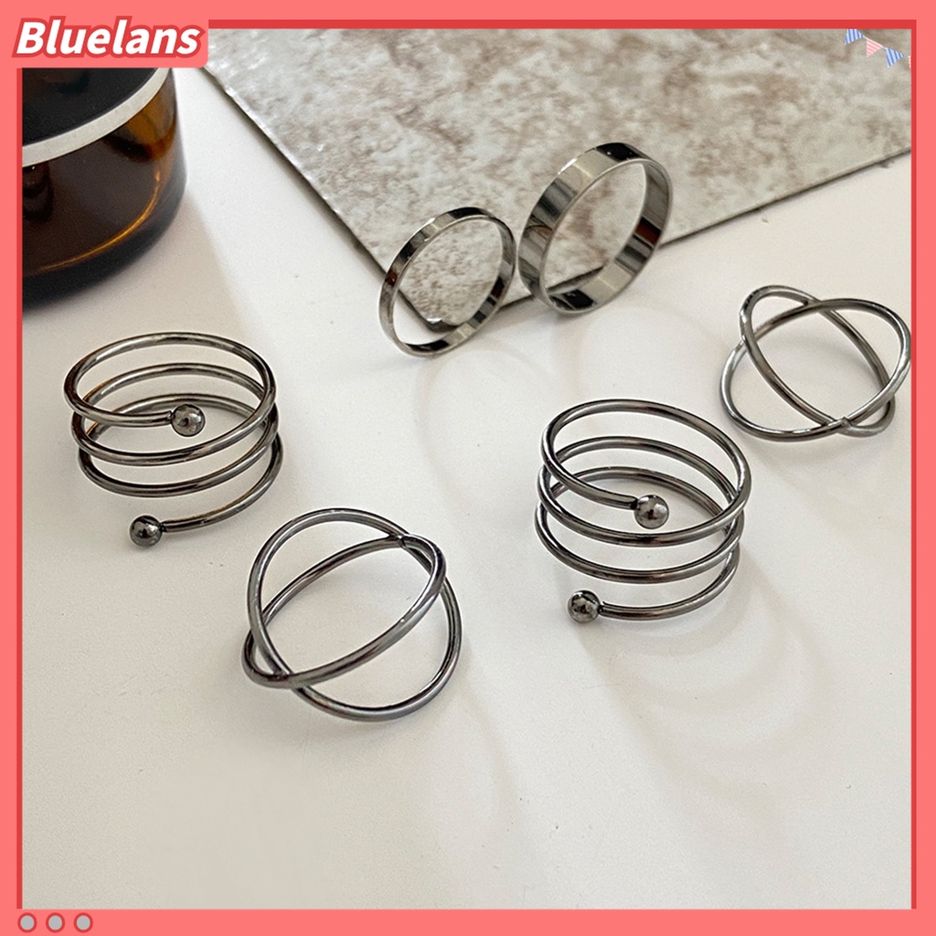 1 Set Cincin Knuckle Bentuk Geometris Electroplating Tahan Lama Gaya Punk Untuk Unisex