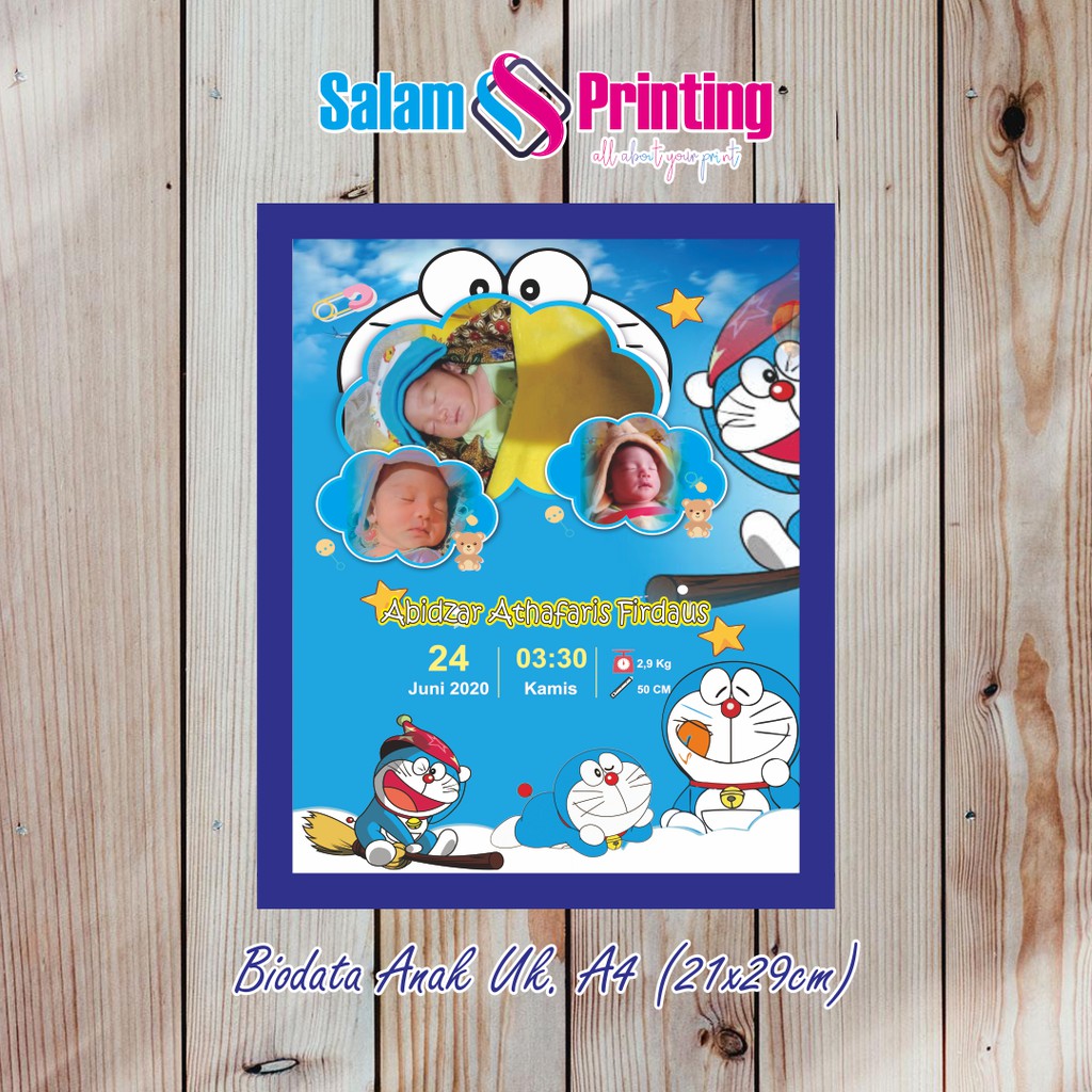 Biodata Anak A4 Custom Doraemon