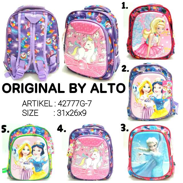 TAS SEKOLAH RANSEL BACKPACK CEWE PAUD ALTO 42777G-7 MURAH TERBARU KARAKTER KARTUN LUCU
