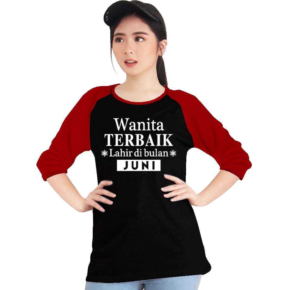 Kaos Raglan (JUNI)/Kaos Wanita Lengan 3/4/ Kaos Wanita/ Kaos Cowok/ Kaos Oblong/Misty