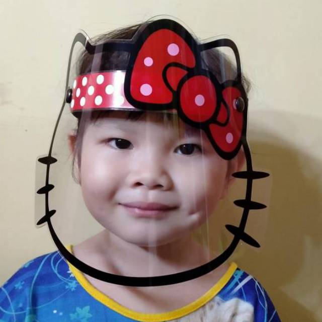 TOPENG ANAK / DEWASA / PELINDUNG WAJAH   KARAKTER  HELLO KITTY BISA BUKA TUTUP