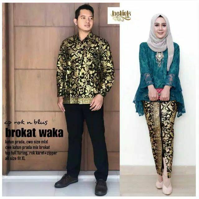 batik couple pria wanita setelan rok dan blouse couple brokat waka kebaya brokat