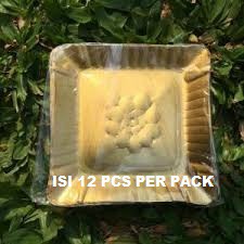 Piring Kertas Kue Kecil/Piring mas kotak kecil/piring kue tar/piring kue ulang tahun/ isi 12 pcs