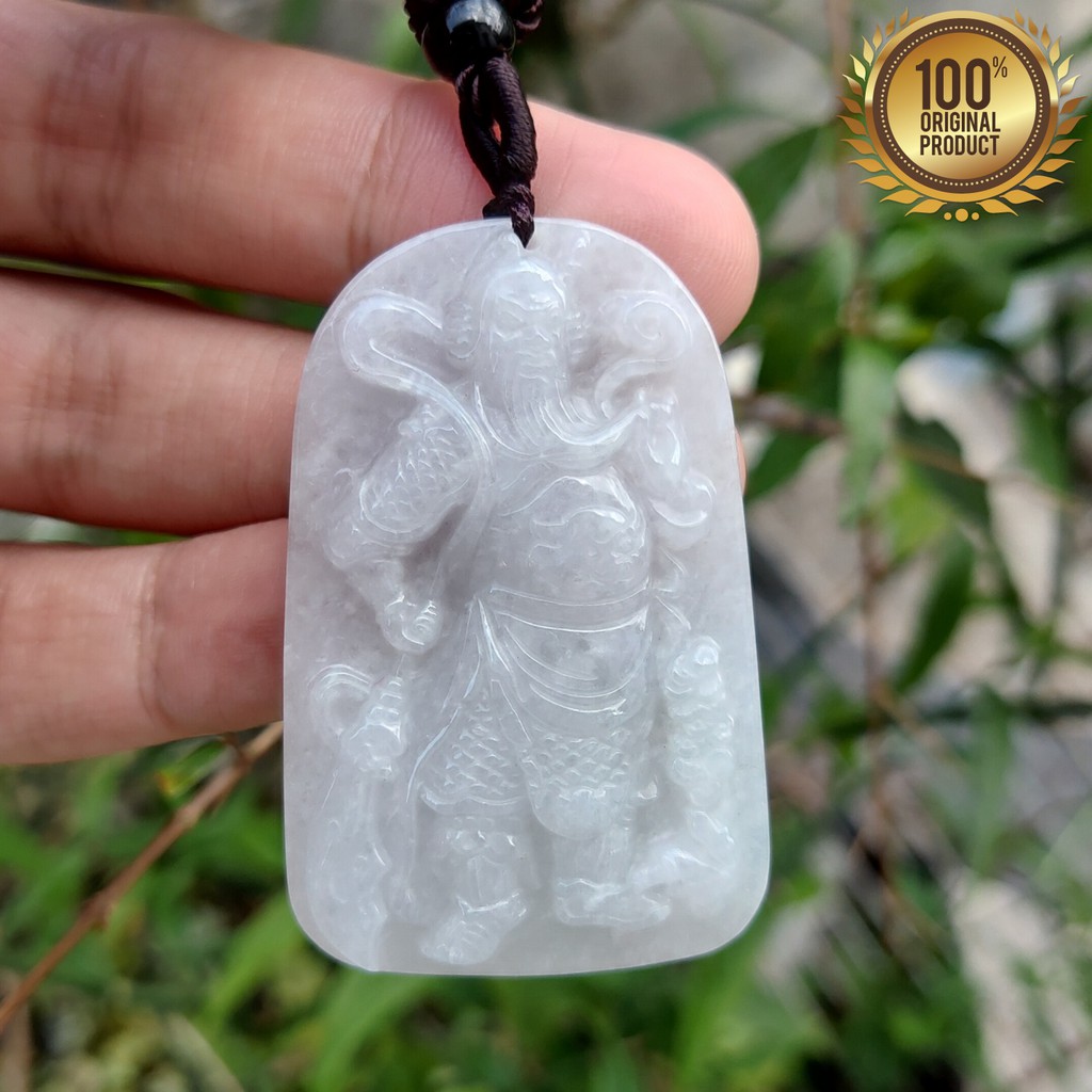 Giok Burma Asli(Type A Natural Jadeite Jade)-Motif Guan Gong/Kwan Kong