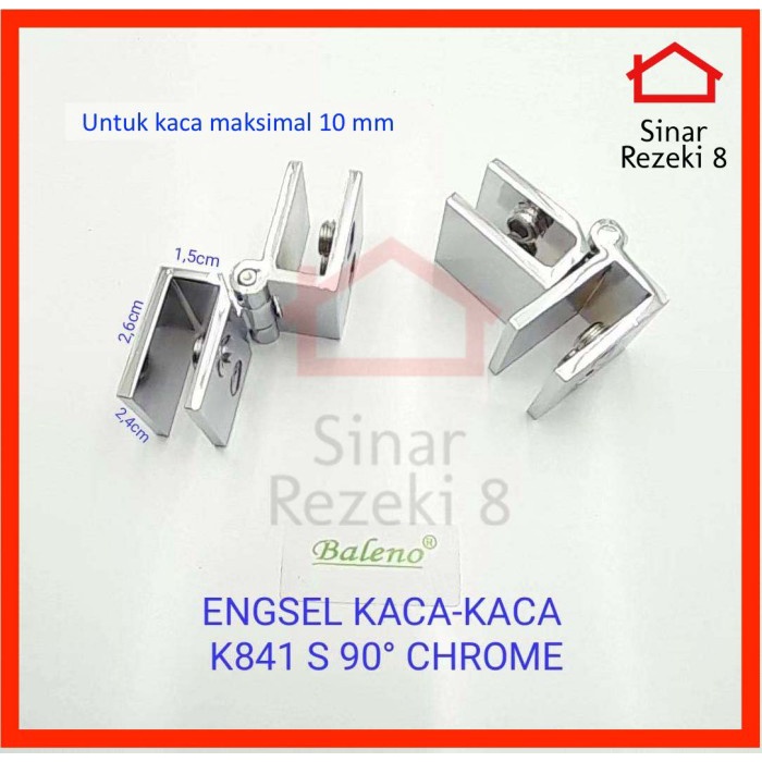 Premium Engsel Jepit Kaca ke Kaca K841 S Chrome Pintu Lemari Etalase Penjepit