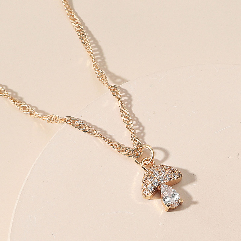 New 925 Sterling Silver Mushroom Shape Clear CZ Link Chain Necklace For Women Statement Necklace Wedding Femme Jewelry