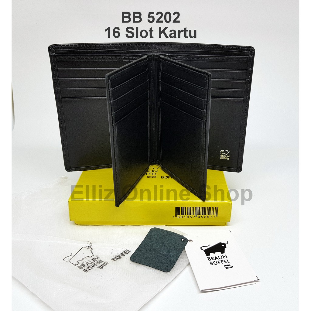 Dompet Pria Braun Buffel 5202 Black - Berdiri - Kulit Import - 16 Card