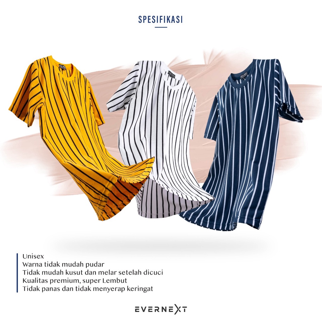 KAOS STRIPE SALUR PRIA WANITA KAOS BELANG GARIS VERTIKAL STRIPED