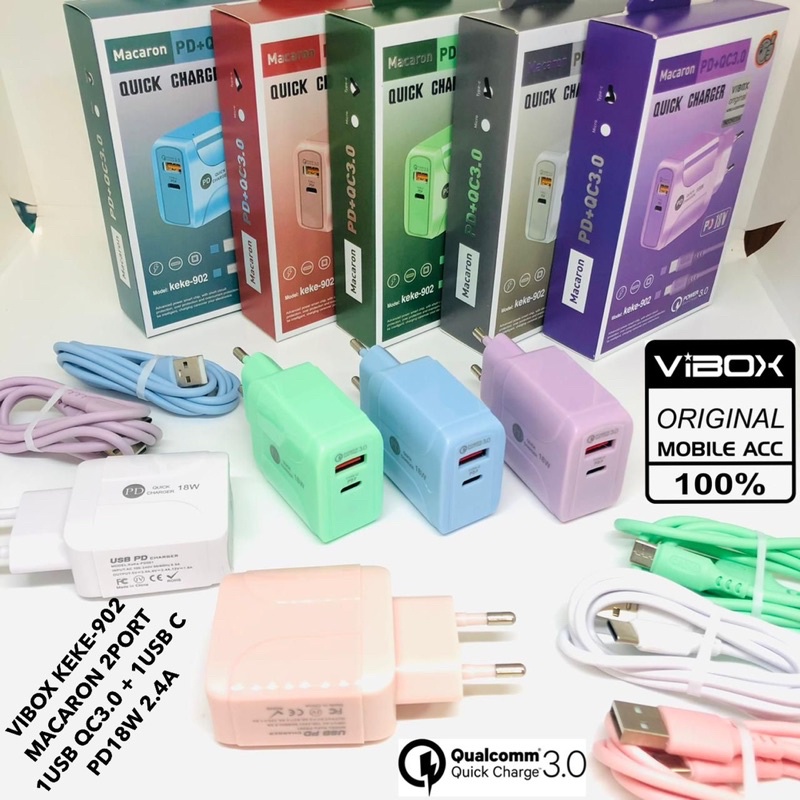 Charger 65W Macaron Travel Adaptor Colokan USB +PD Port 5G QC3.0 Quick Charging Micro Cable