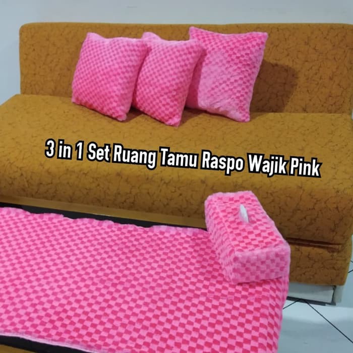 Taplak meja bantal kotak tidur sofa tissue tisu pink fanta 5 b
