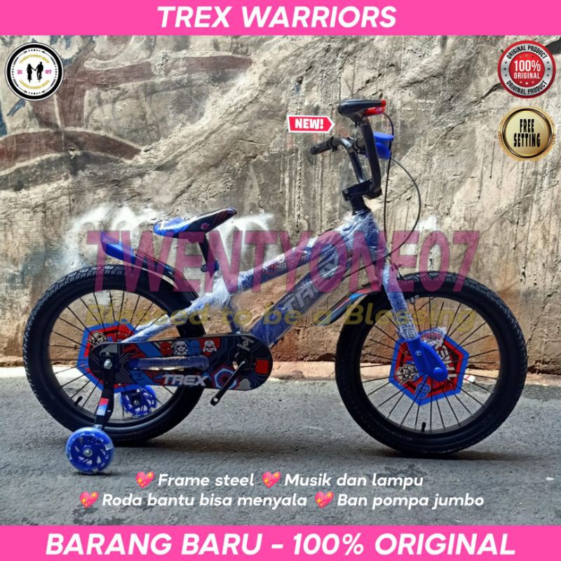 Sepeda Anak Laki Laki Cowok BMX 16 Inch Trex Warriors Ban Jumbo Musik Lampu Usia 4-7 Tahun Murah