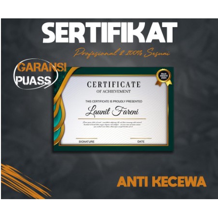 

cetak sertifika / cetak piagam custom murah /sertifikat