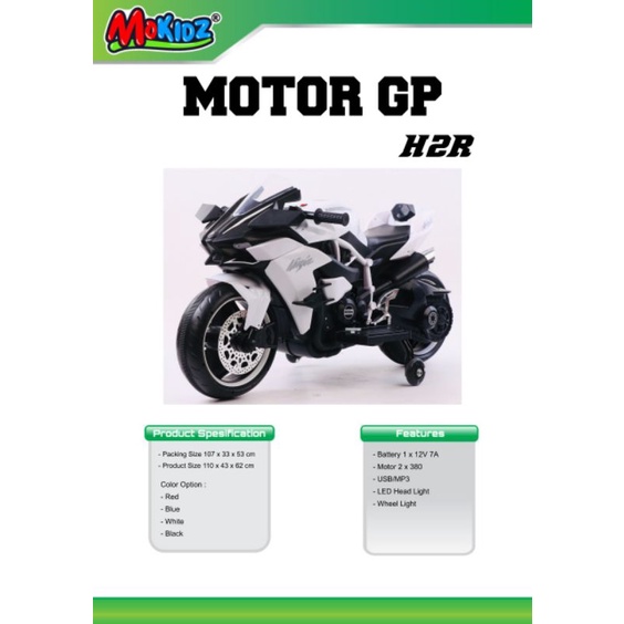 MOTOR AKI MOKIDZ GP H2R BAN EVA AKI 12 VOLT - MAINAN MOTOR AKI ANAK