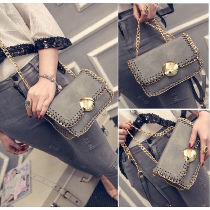 TAS TANGAN HANDBAG SLEMPANG ABU TUA DARK GREY WANITA BAGUS MURCE KEREN