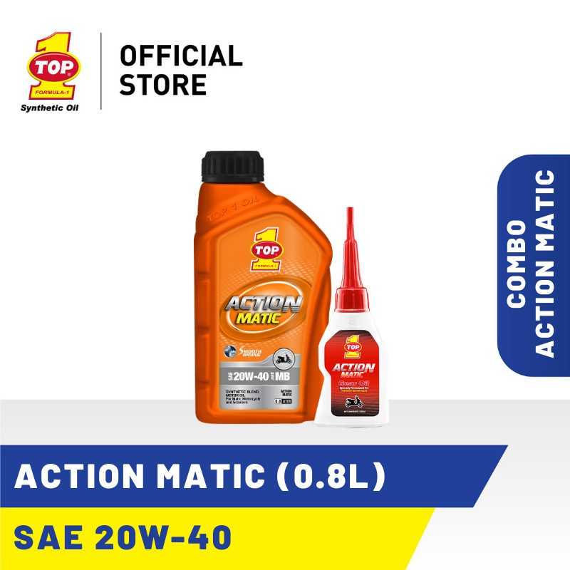 PAKET OLI TOP 1 TOP1 ACTION MATIC 20W40 800ML SYNTHETIC DAN OLI GARDAN