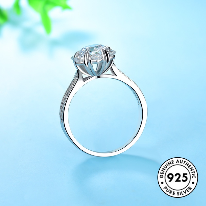 Cincin Sterling Silver 925 Model Bunga Elegan Untuk Wanita