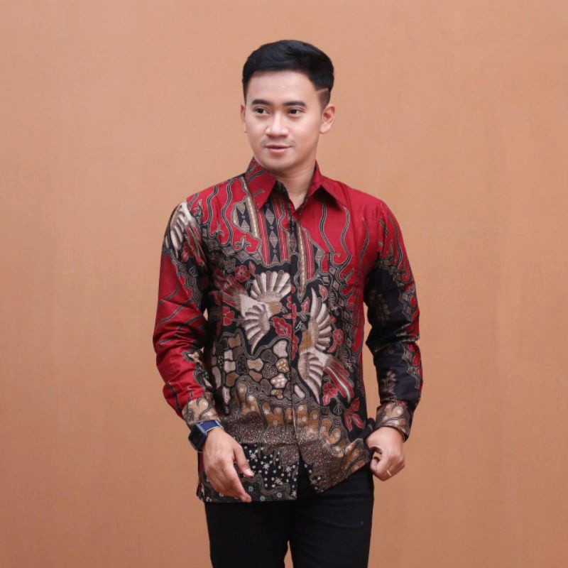 Couple batik ayah dan anak laki-laki lengan panjang - Baju Atasan Hem Kemeja Batik Anak Laki Laki Cowok Lengan Panjang Usia 3 -12 Tahun