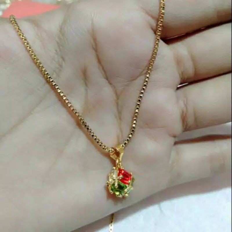 kalung xuping wanita batu permata mata MERAH dan HIJAU terbaru