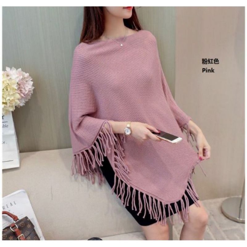 RAJUT PONCHO  RAWIS POLOS