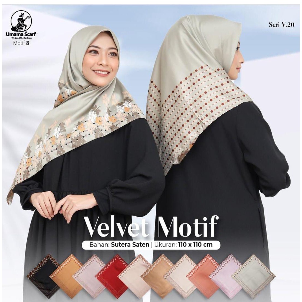 Segiempat Motif Hijab SILK OLIVIA MOTIF UMAMA 110x110 Butter Silk Velvet Motif-V.20 Motif 8