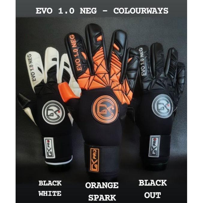 Sarung Tangan Kiper GK Pro Evo 1.0 Neg Black Series GoalKeeper Gloves