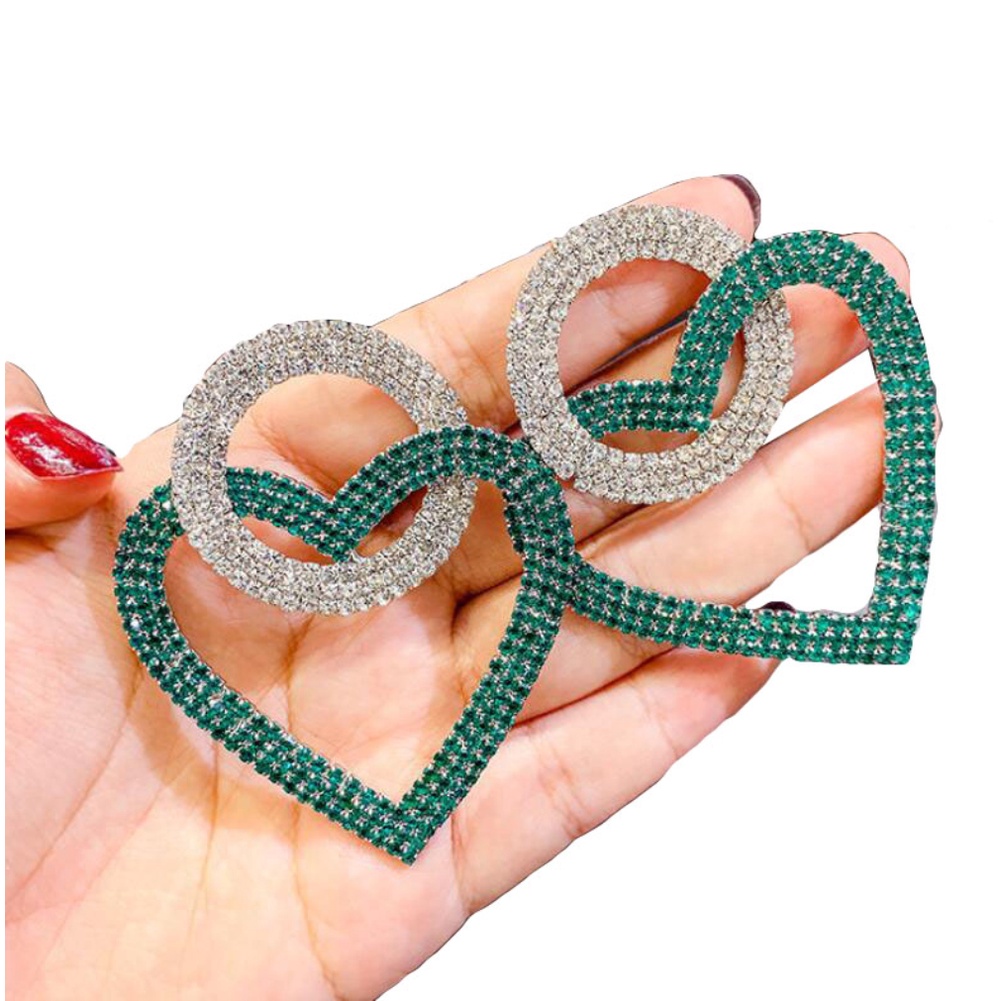 Hu Hu Hu Hu Hu Alat Bantu Pasang Kacamata♡ Anting Tusuk Gantung Wanita Desain Hati / Bulat Hias Berlian Imitasi Untuk Pesta / Hadiah