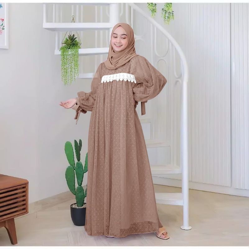 MAXY IVORA, TILE DOT RENDA IMPORT, GAMIS MUSLIM HIJAB, MAXY DRESS