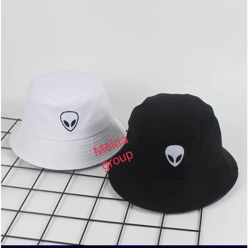 Topi Bucket Hat Bordir Alien Bucket Bordir Fisherman Alien Bucket Distro Pria Wanita Bucket Murah