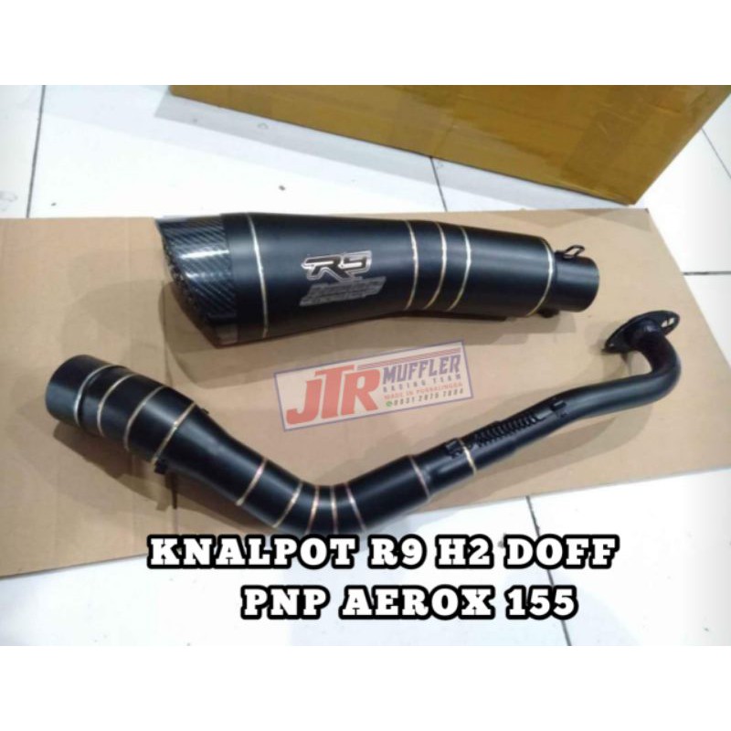 Knalpot racing R9 h2 Black Aerox old new Pnp tinggal pasang