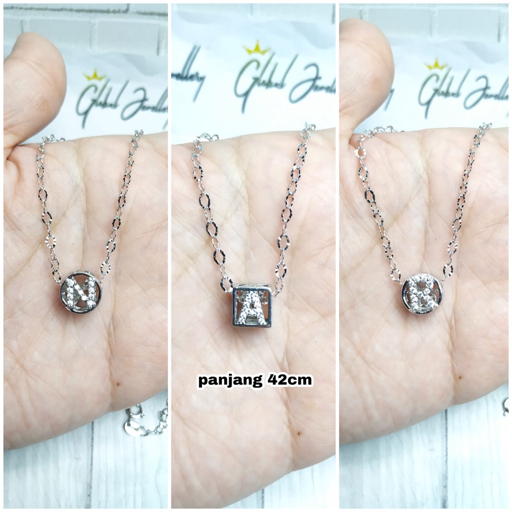 KALUNG LIONTIN HURUF BULAT PERAK ASLI S925 GLOBAL JEWELLERY CM047