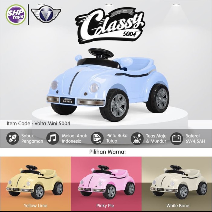 SHP TOYS VOLTA MINI CLASSY 5004 MAINAN ANAK MOBIL MOBILAN AKI VW KODOK KLASIK