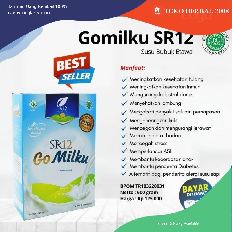 

Gomilku SR12 Susu Bubuk Kambing Etawa Kualitas Premium 200 gram BPOM Halal Asli