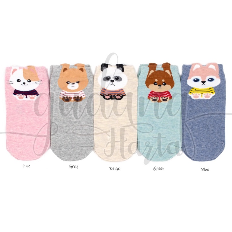 Kaos Kaki Wanita Pendek Panda Bear Cat Dog Kucing Anjing Beruang Lucu Unik Socks GH 103211