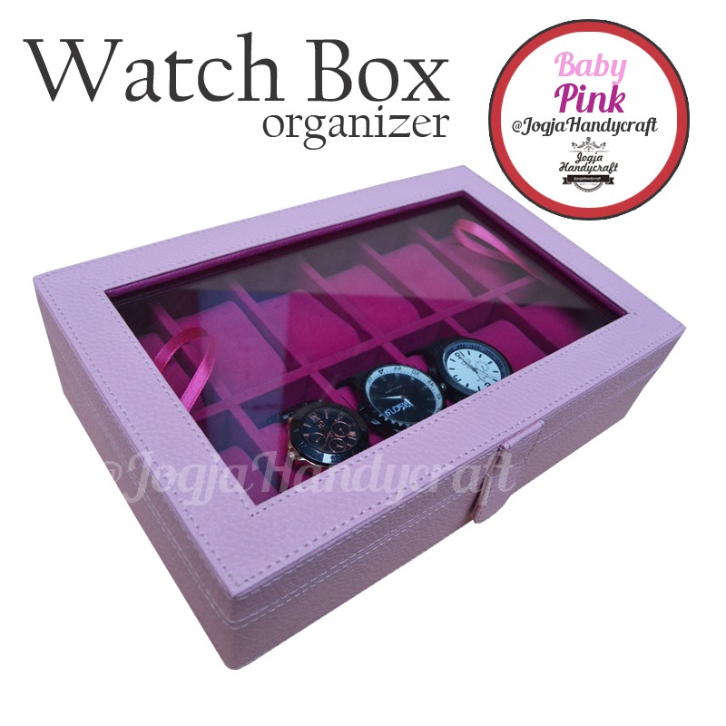 Kotak Tempat Jam Tangan Isi 12 Baby Pink