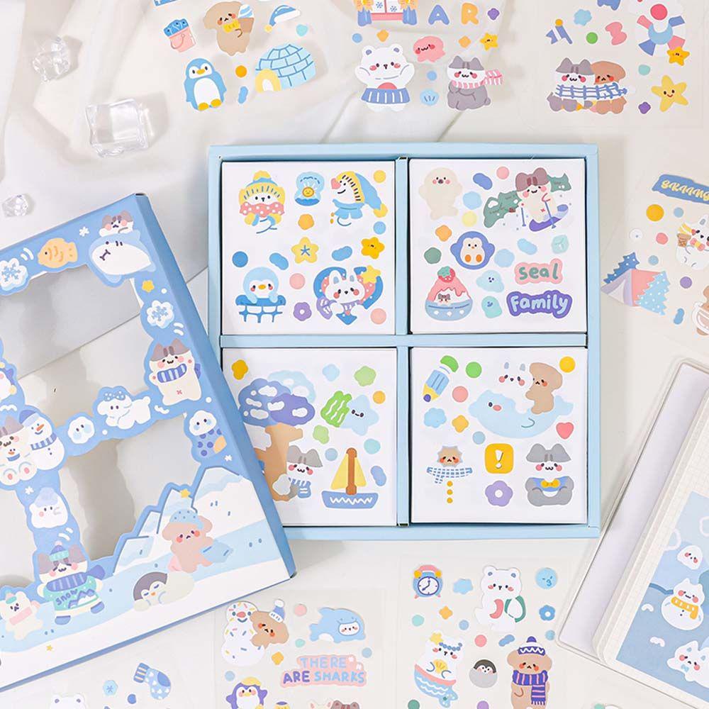 Lanfy Stiker Cat Air Lucu 100Pcs/Set Scrapbooking Daily Planner Perekat Hewan Peliharaan Decals