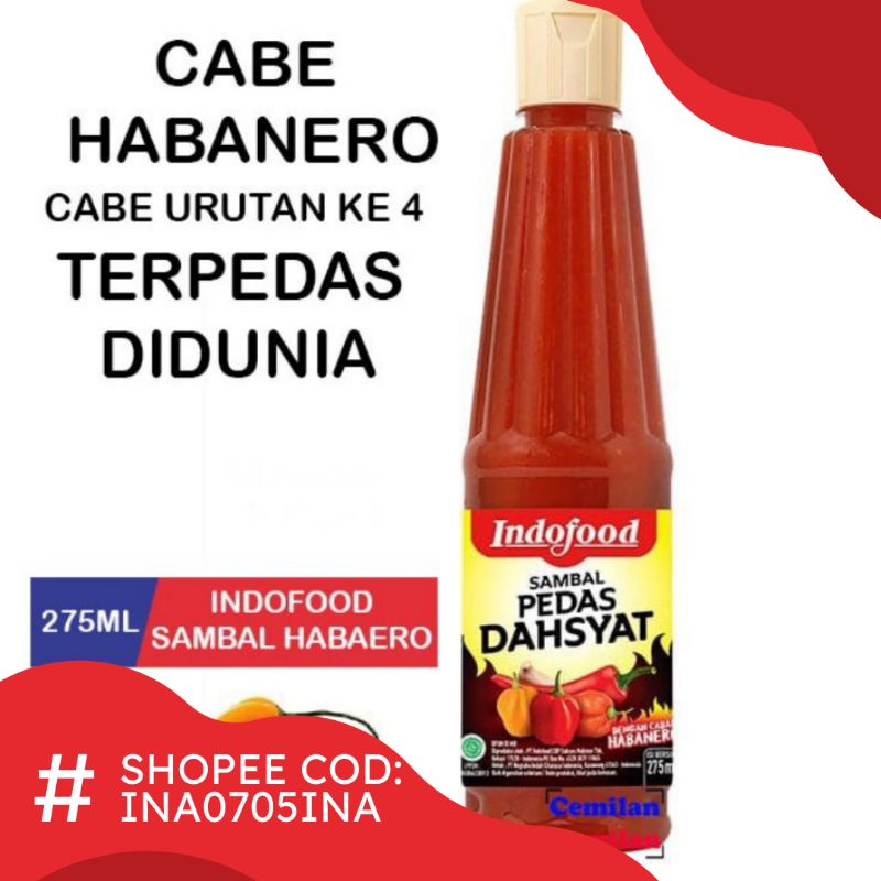 Indofood Pedas Dahsyat 275 ML / Sambal Pedas Indofood Botol 275 ML / Extra Pedas 275 ML