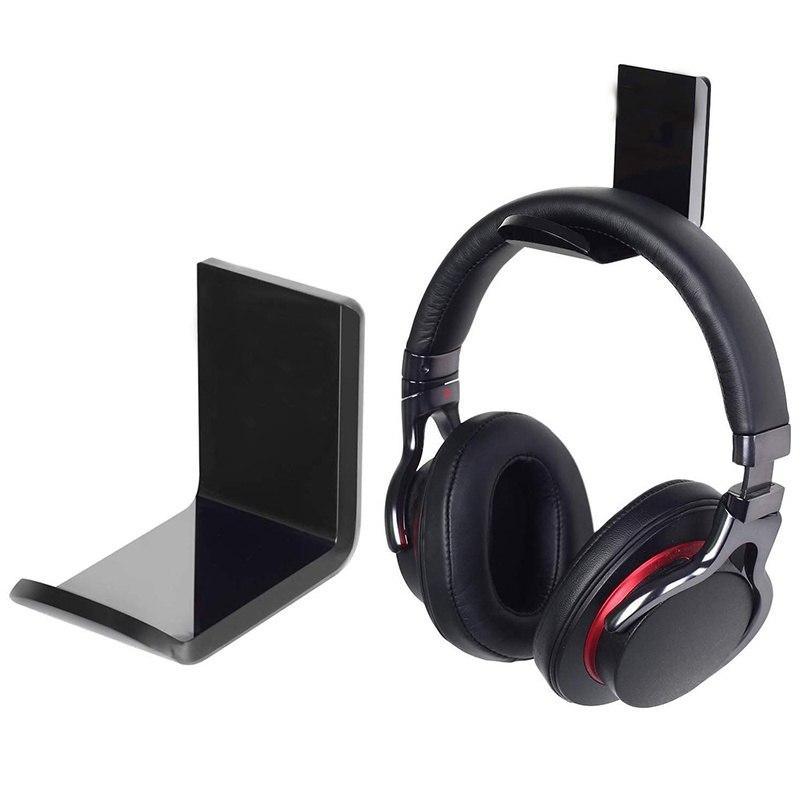 Stand Holder Headphone Gaming Bahan Akrilik Dengan Perekat Untuk Bawah Meja