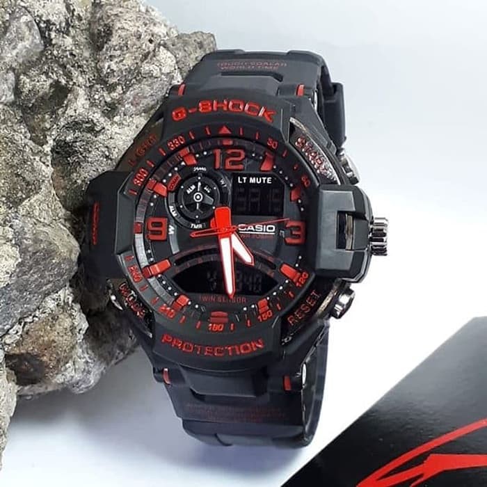 Jam Tangan Gshock GA1000 Water Resist Renang - Hitam lis Merah