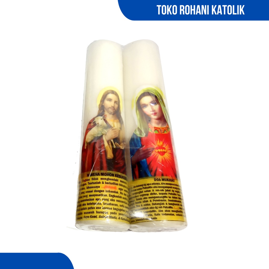 LILIN DOA KATOLIK 20 - 25 CM / LILIN ALTAR / LILIN DOA BESAR / LILIN BERGAMBAR