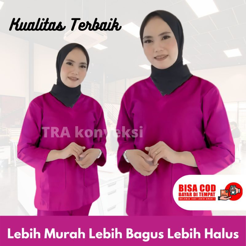 Baju Ok Lengan Panjang | Baju Oka Lengan Pendek | Size Jumbo | Baju Oka Perawat | Seragam Ok | Warna