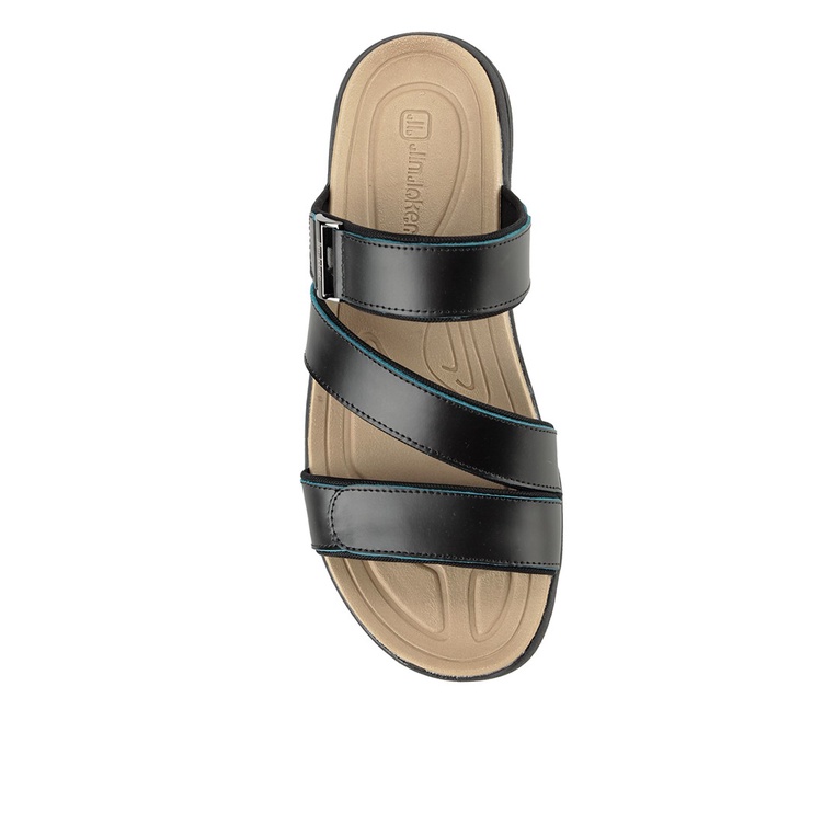 SANDAL CASUAL JIM JOKER PRIA ORIGINAL SLIDE KULIT BRANDED HITAM JJ06